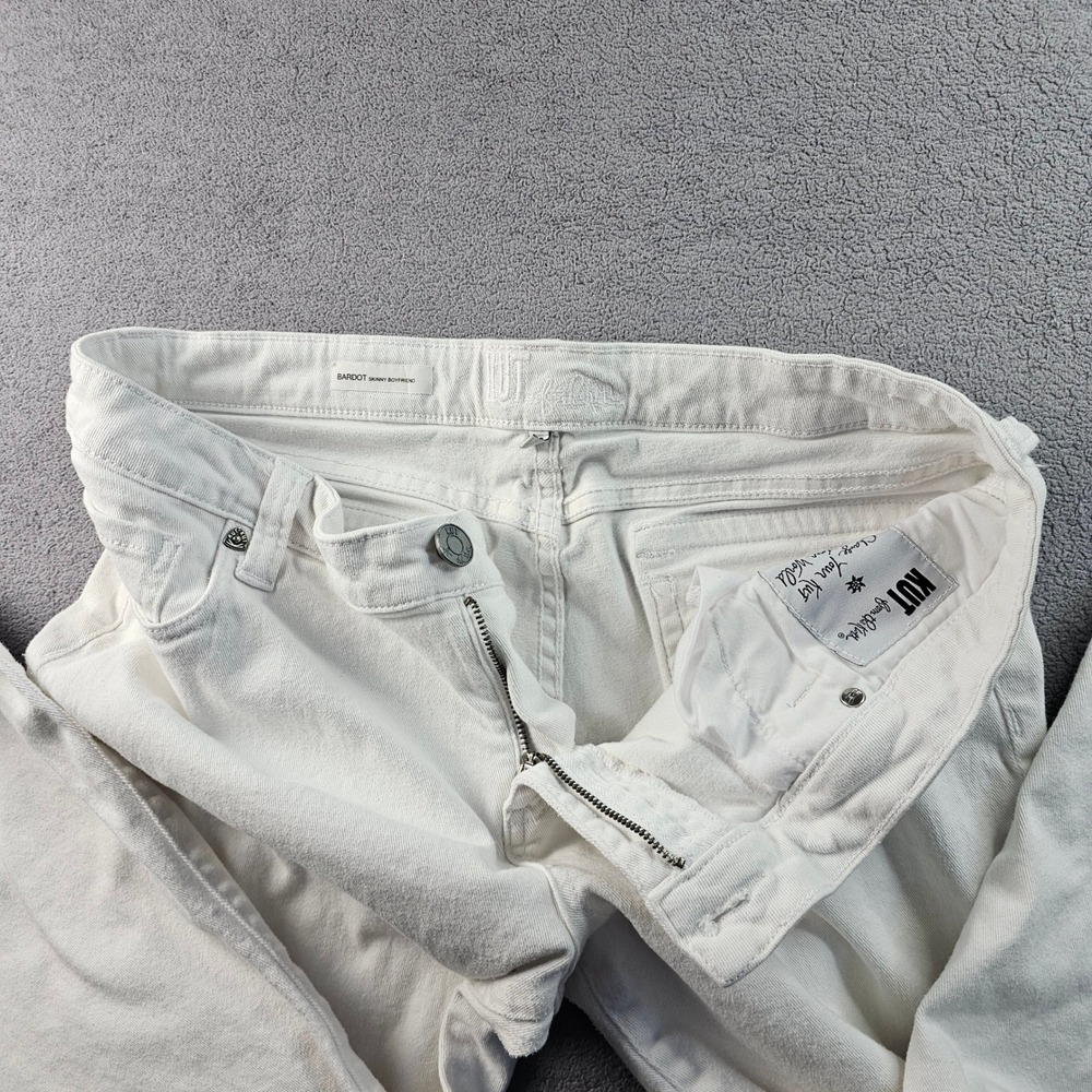 Kut from the Kloth Boyfriend‎ Jeans Women's 14 White Denim Stretch Bardot Skinny - Picture 12 of 15